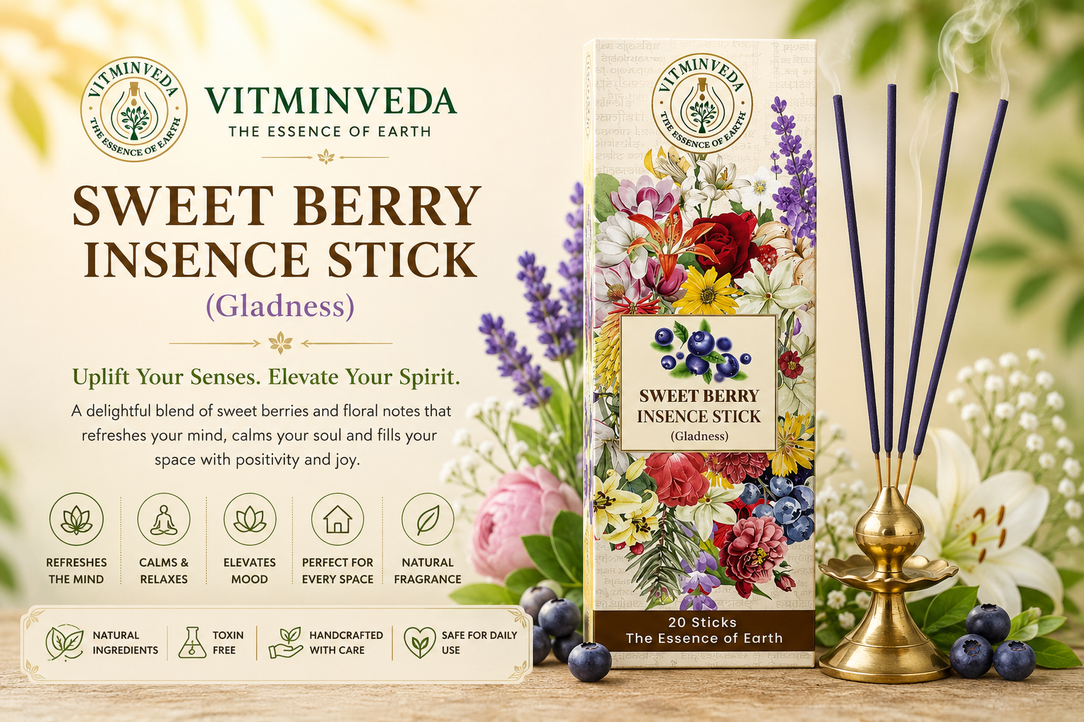 Berry Blast Incense Stick - Natural Ayurvedic Skincare | VITMINVEDA