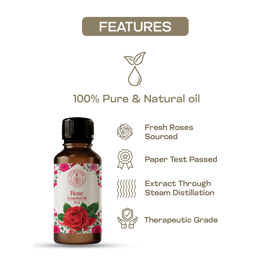 Real Rose Pure Essential Oil for Hair Growth - 15ml