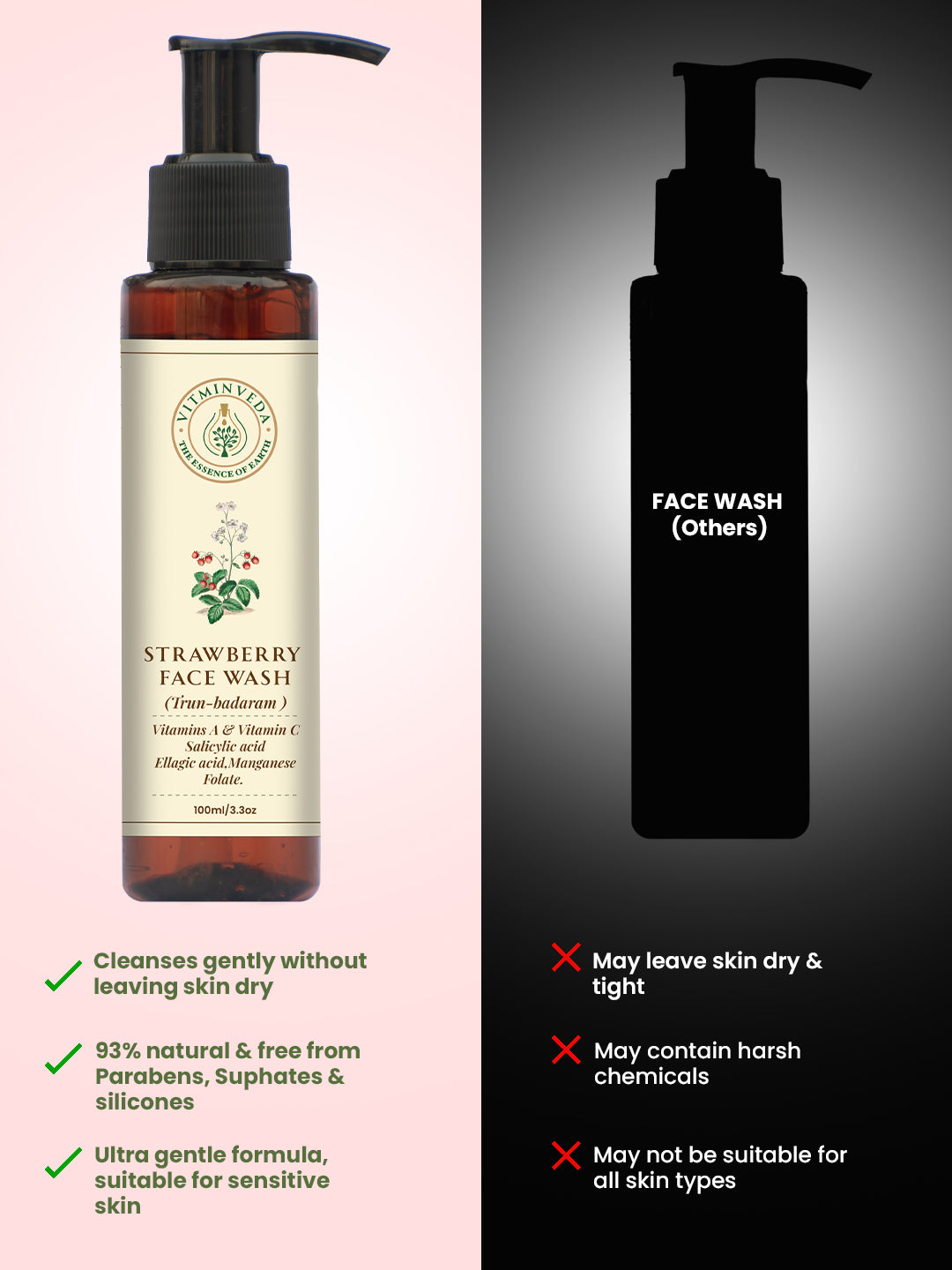 VITMINVEDA Natural Strawberry Face Wash 100ml