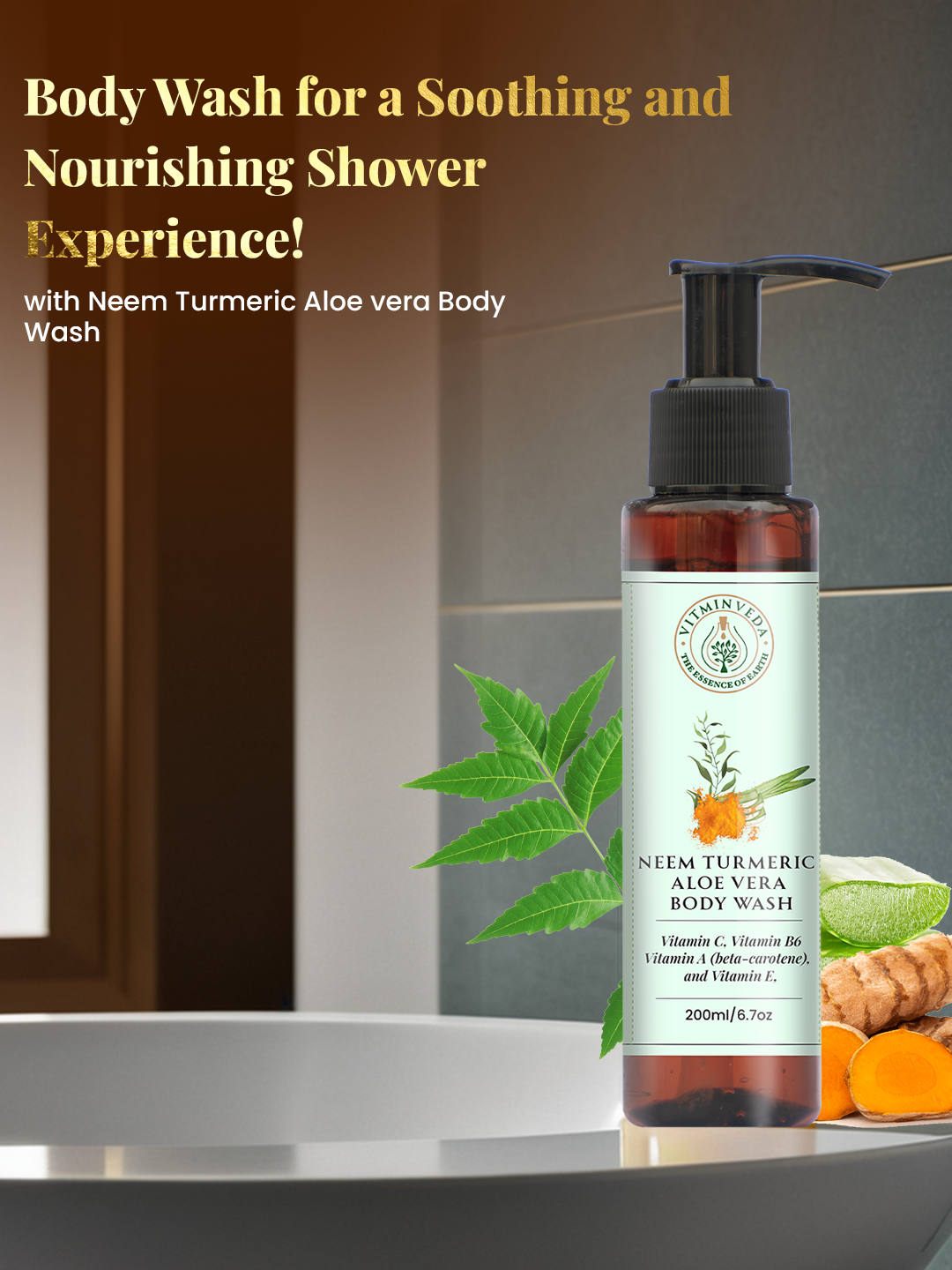 VITMINVEDA Neem Turmeric Aloe Vera Body Wash 200ml