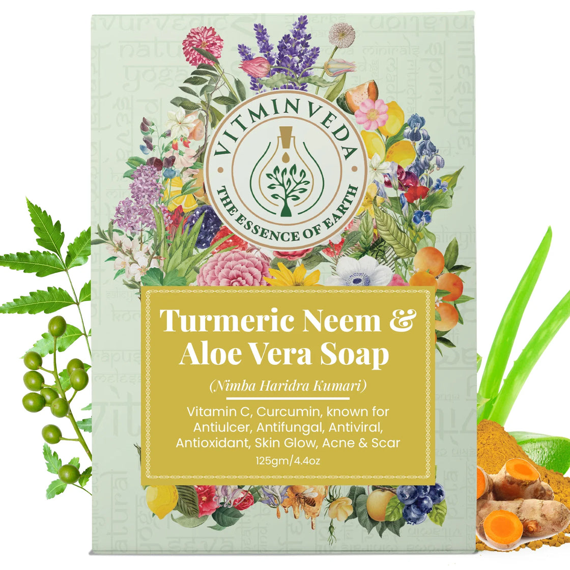 Aloe Vera Neem Turmeric Herbal Soap Bar - 125gm