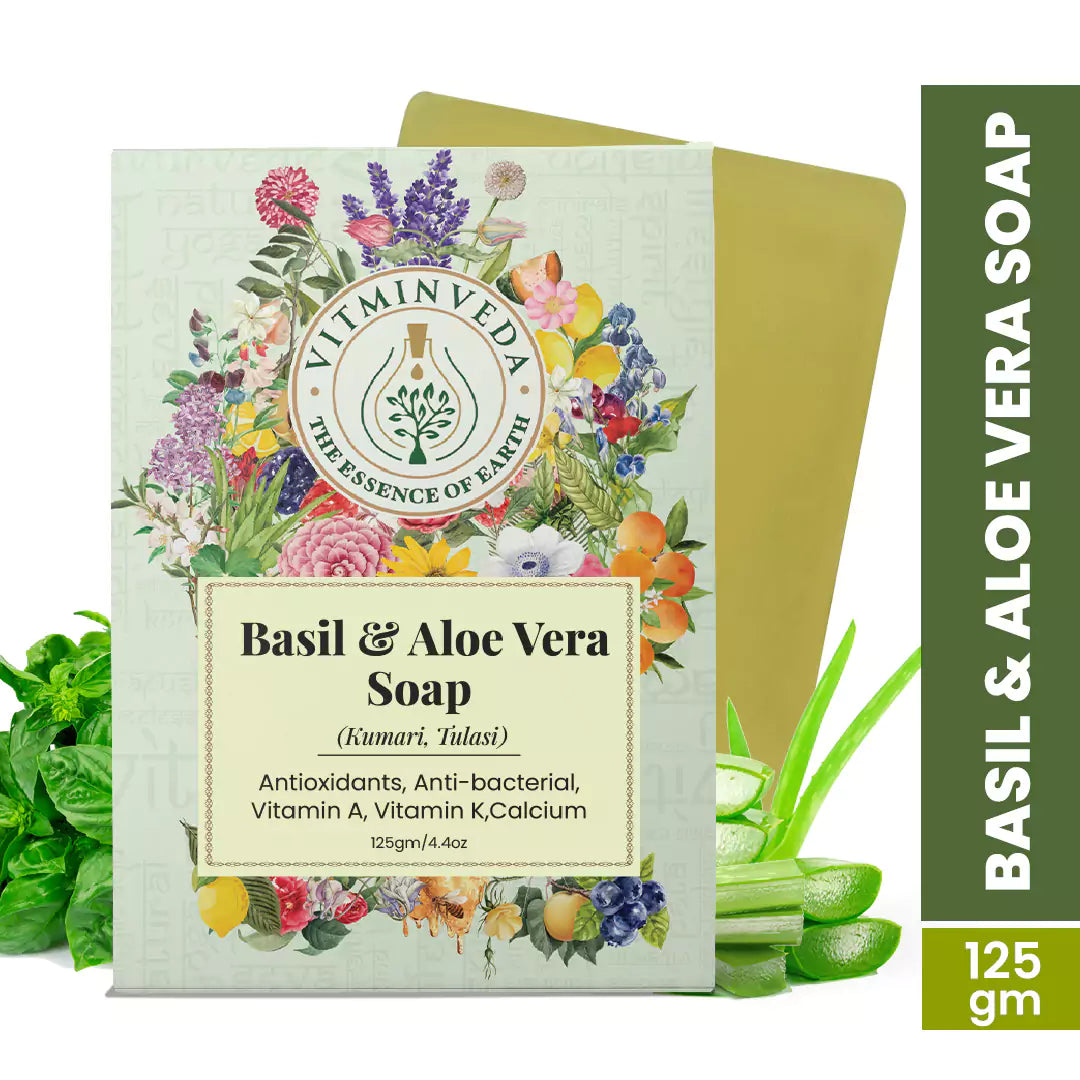 Aloe Vera Basil Herbal Soap Bar - 125gm