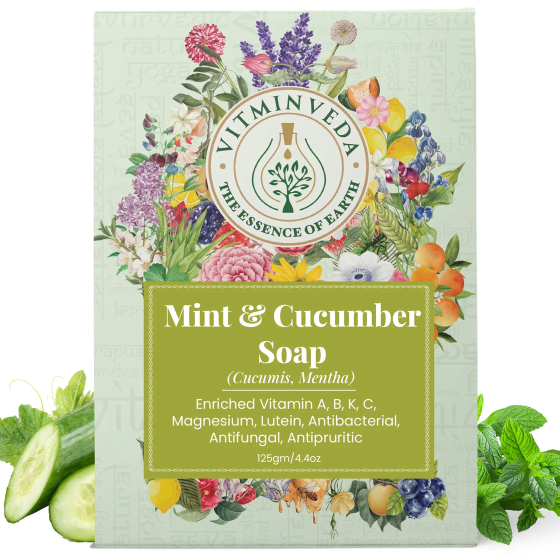 Cucumber and Menthol Herbal Soap Bar - 125gm