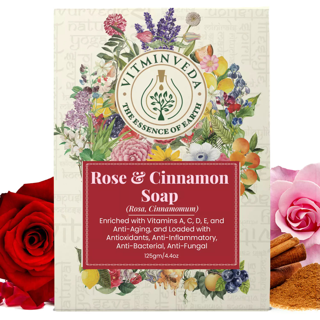 Rose Cinnamon Herbal Soap Bar - 125gm