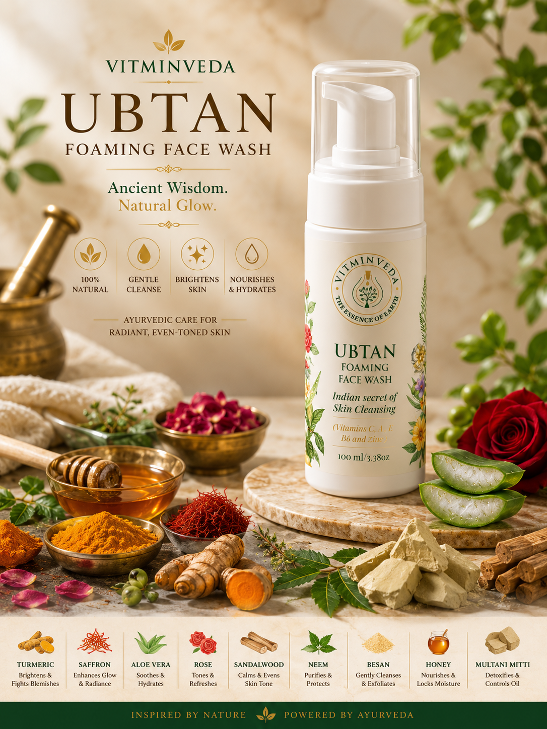 Ubtan Foaming Face Wash - Traditional Glow Cleanser