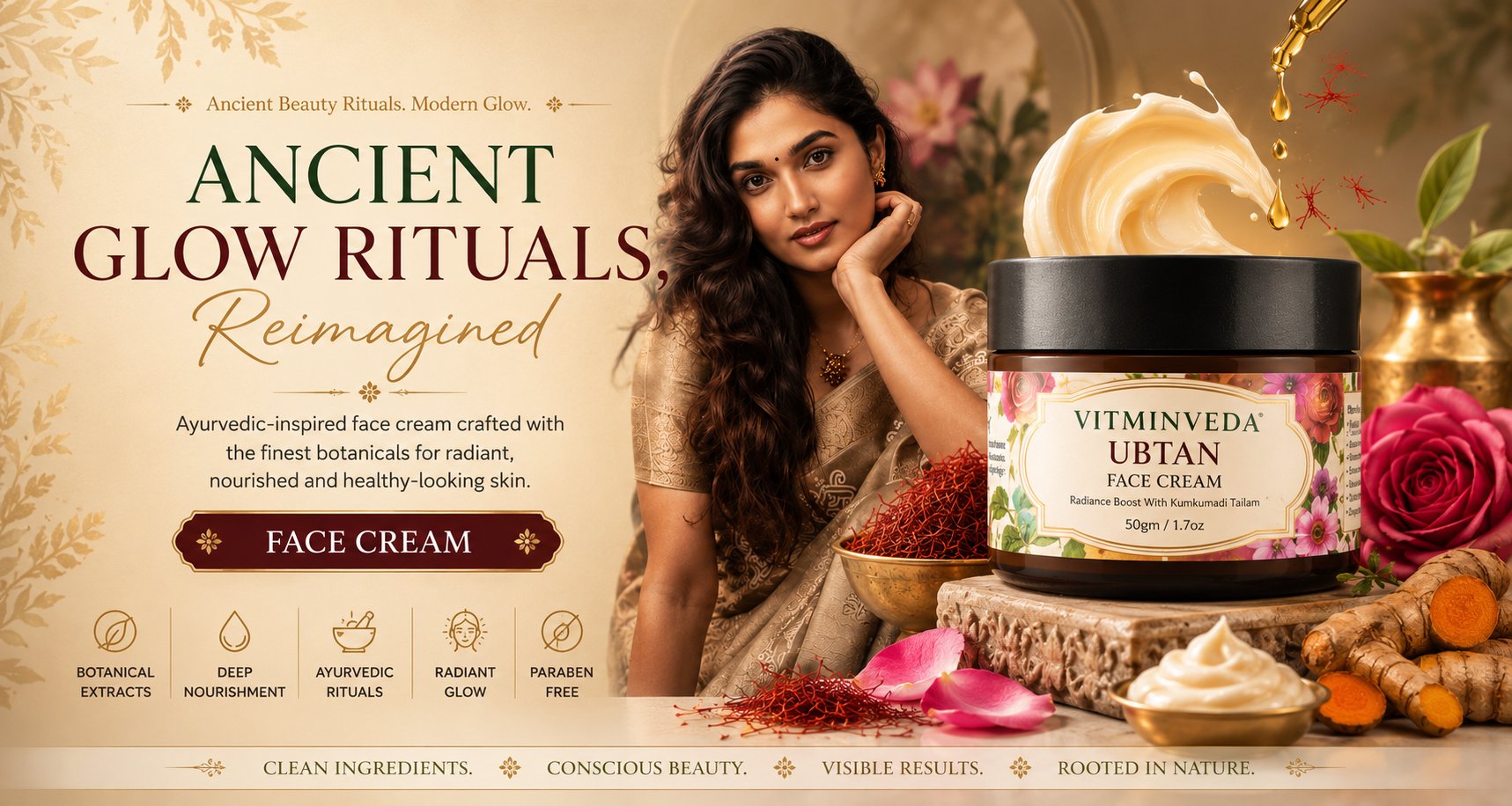 VITMINVEDA Ubtan Face Cream &mdash; Ancient Glow Rituals Reimagined