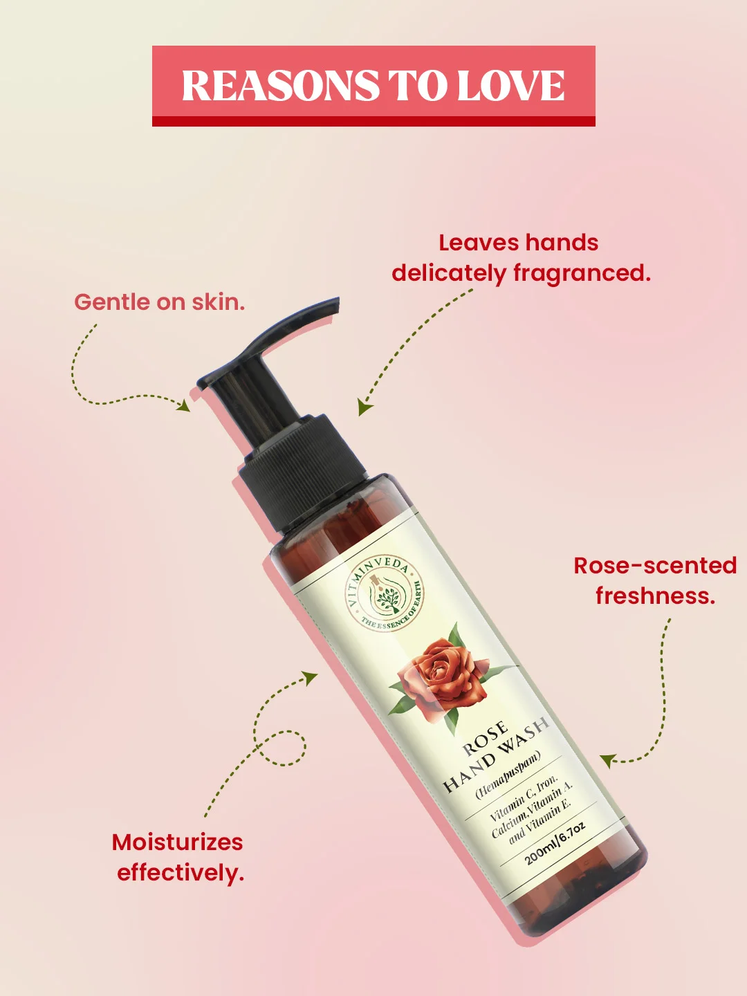 Rose Hand Wash 200ml - Image 5