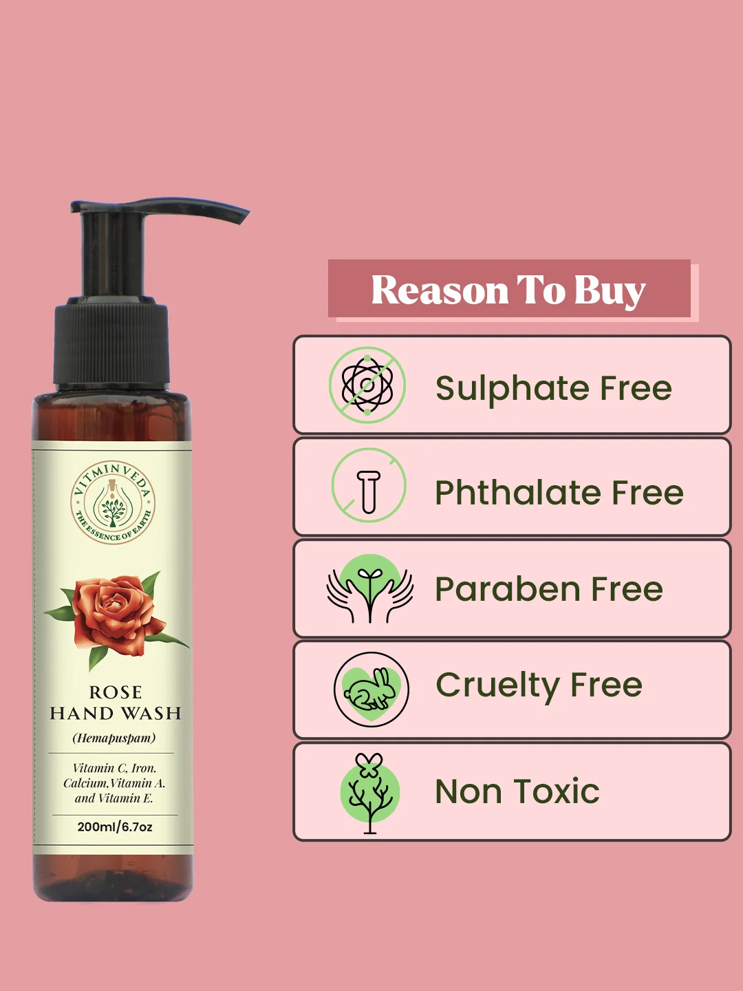 Rose Hand Wash 200ml - Image 7