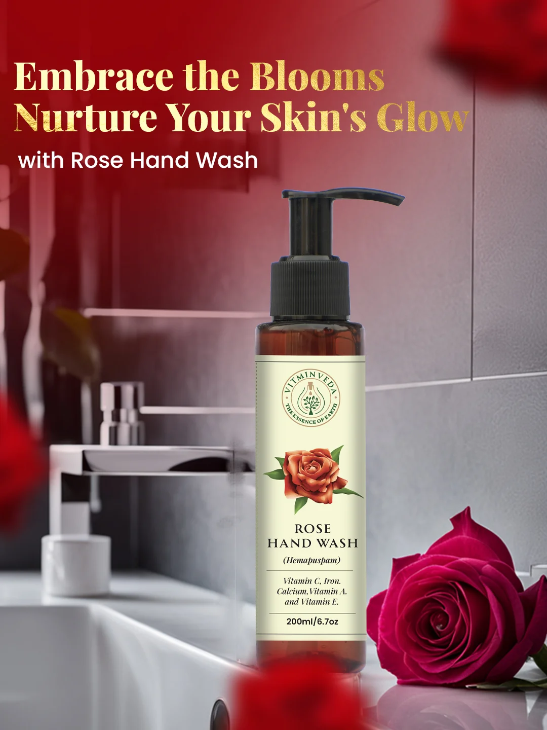 Rose Hand Wash 200ml - Image 8