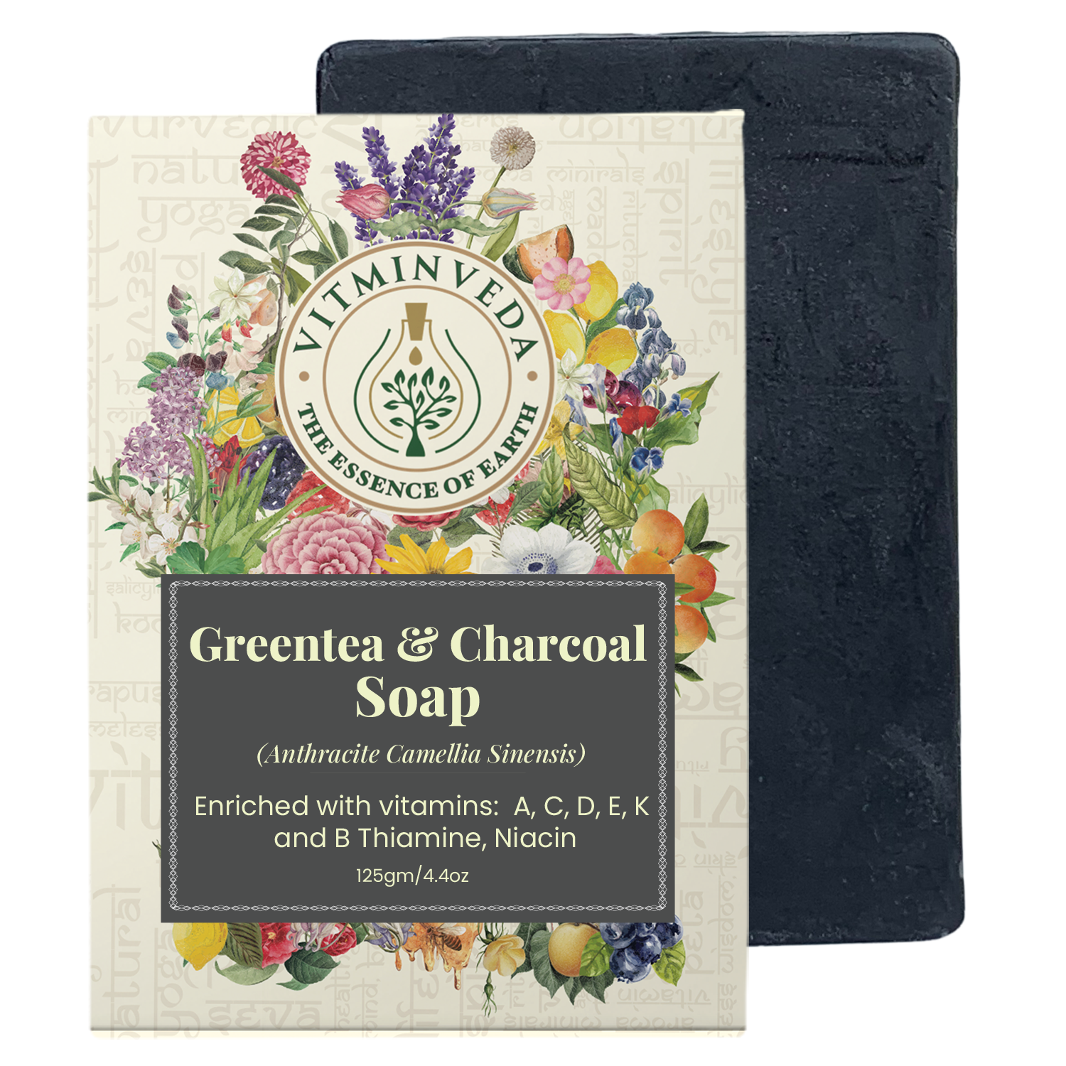 Charcoal Green Tea Herbal Soap Bar - 125gm