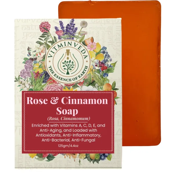 Rose Cinnamon Herbal Soap Bar - 125gm - Image 17