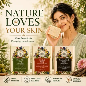 Natural Soap Combo Pack of 3 | Olive Oil, Arabian Oudh and Parijat